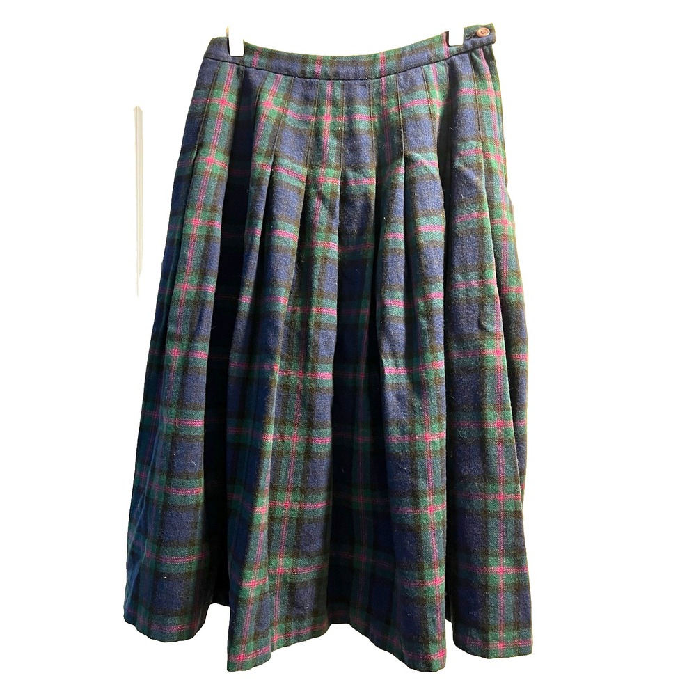 Pendleton Womens Skirt 12 Blue Green Purple Plaid Wool Baird Tartan P554-1045